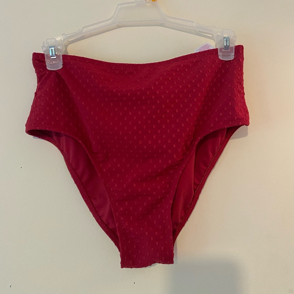 Red High Waist Full Coverage Bikini Bottoms